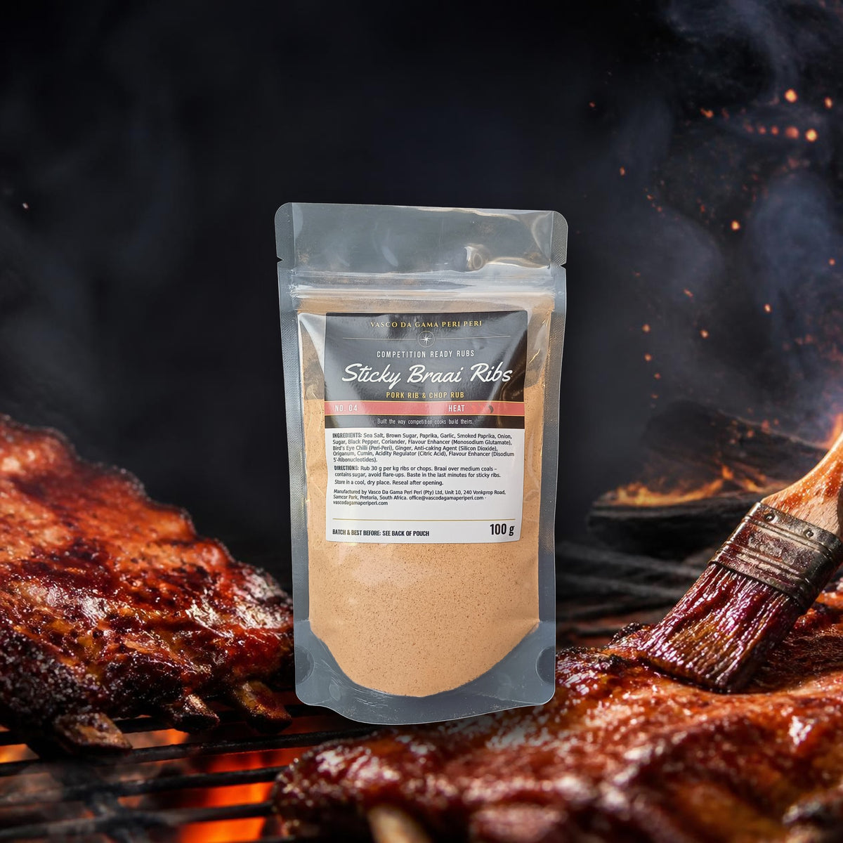 Sticky Braai Ribs pork rib and chop rub 100 g pouch, Competition Ready Rubs No. 04